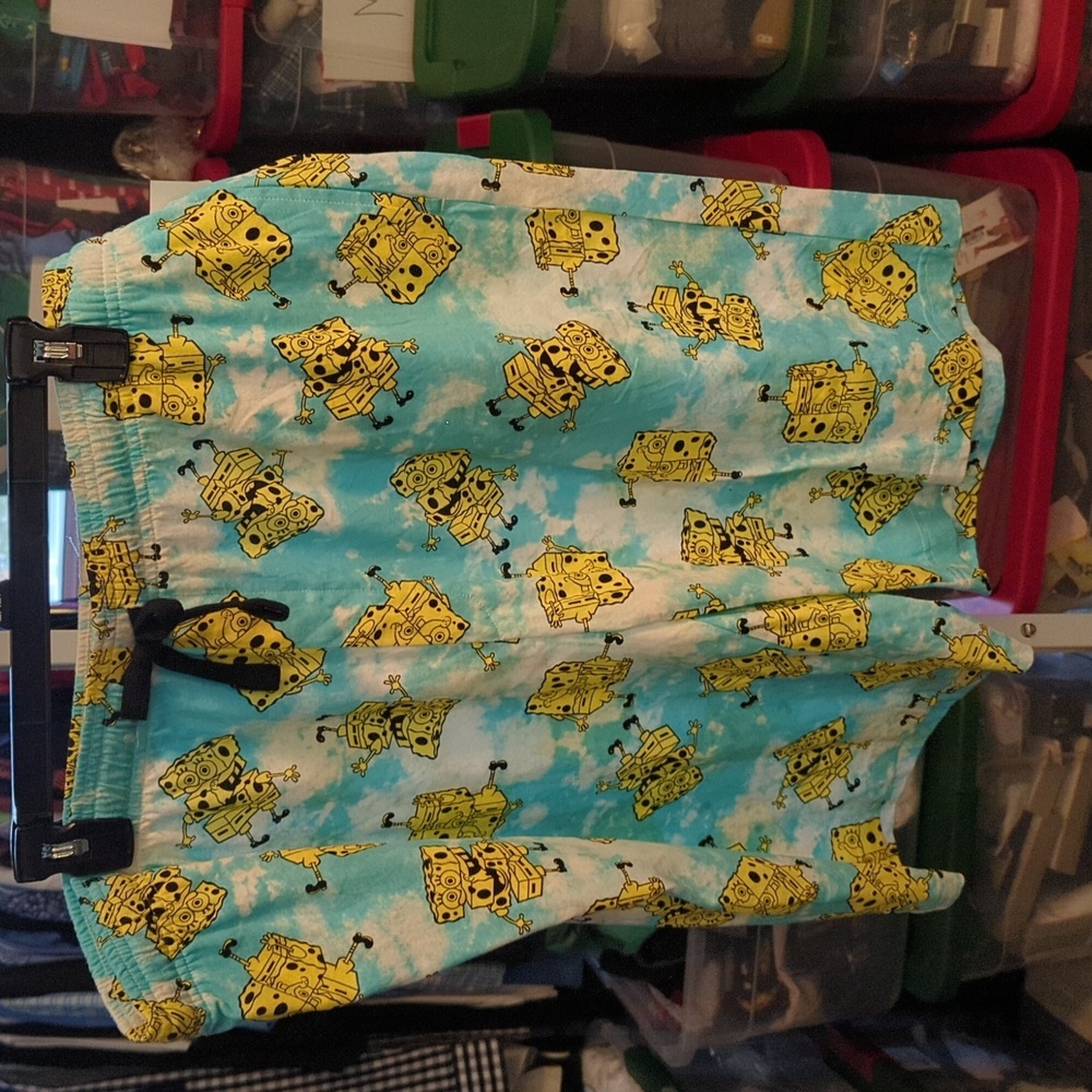 Men's Spongebob 9" Tie-Dye Pull-On Shorts - Blue/Yellow/White - Picture 3 of 3